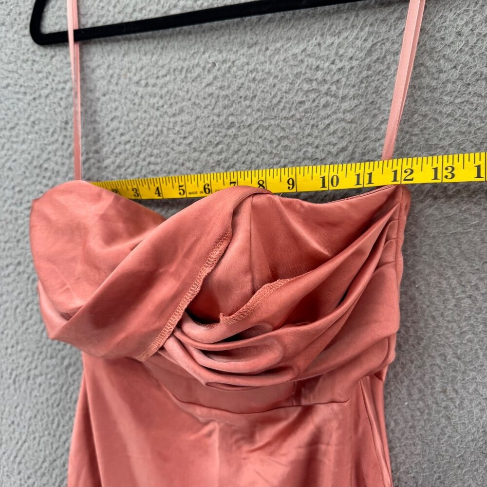 Here Comes The Sun Maxi Dress Gown Pink Satin Strapless Formal Size M - Picture 8 of 14